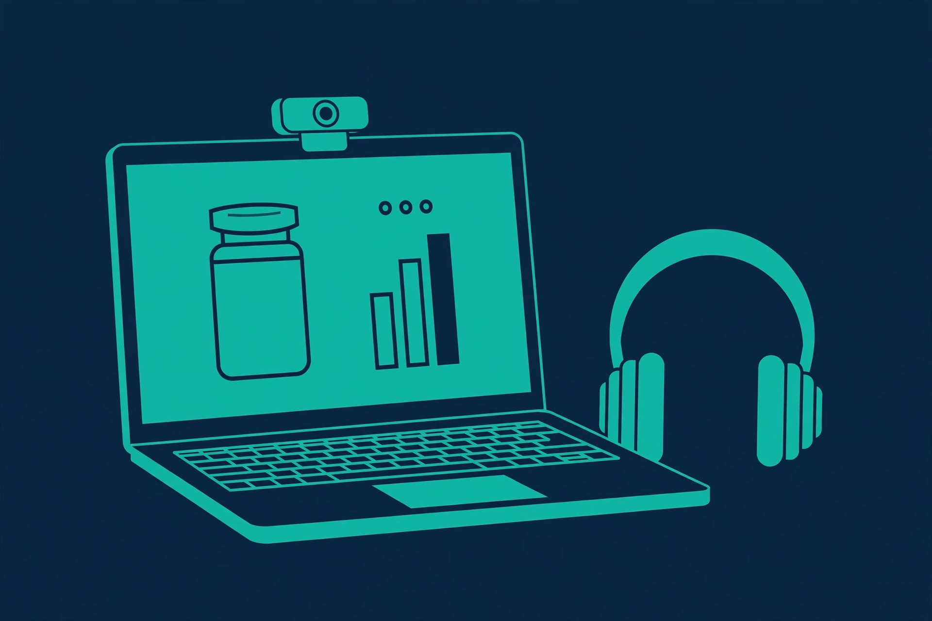 Video call setup with laptop, webcam, and headphones for sellers
